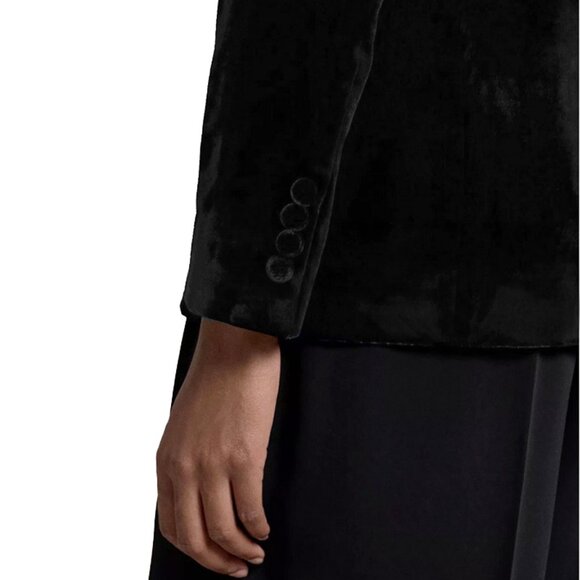 NEW $698 Ralph Lauren Black Velvet Blazer! 12  Black  1 Button  Made in Italy - Picture 4 of 5